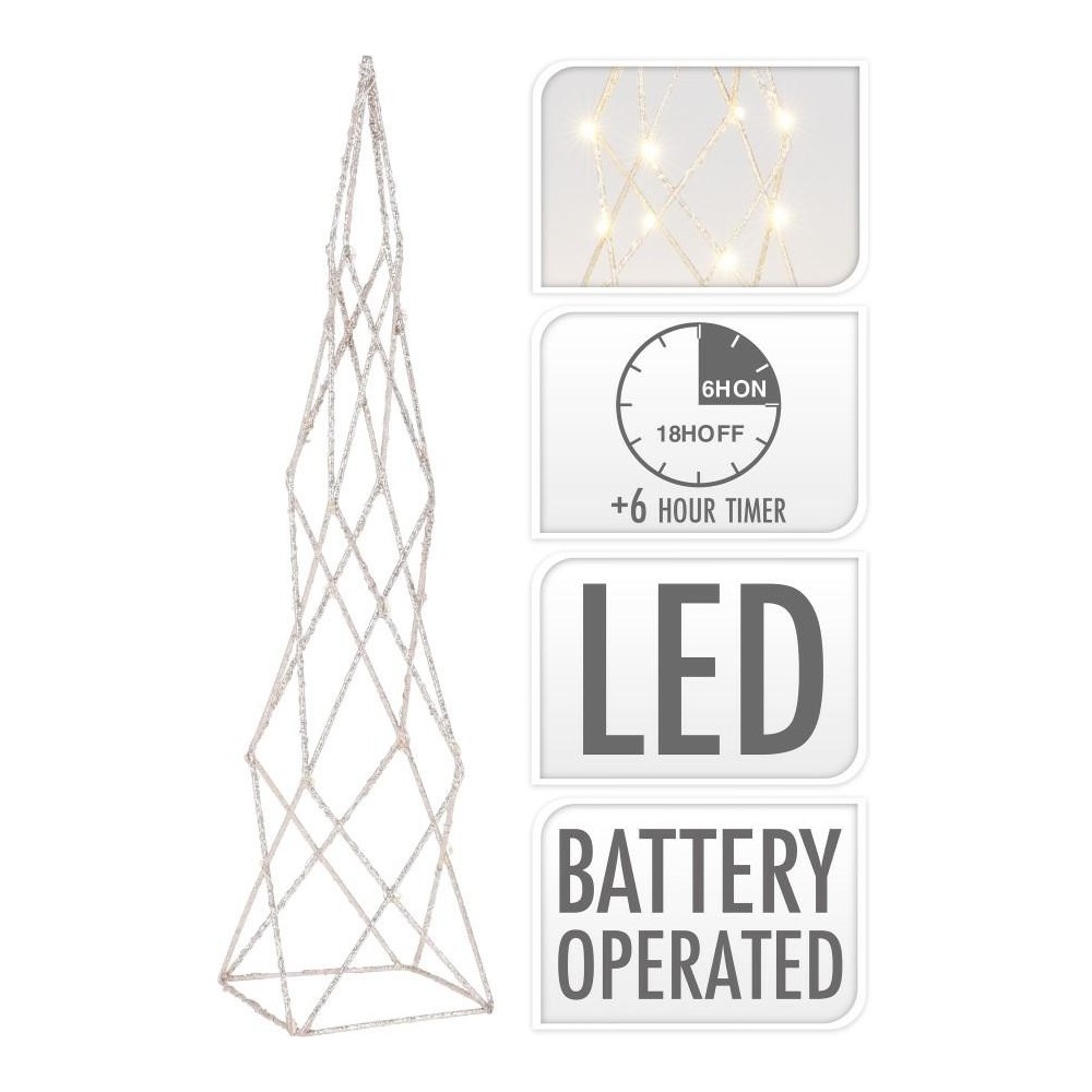 CONO 40 CM 25 LED GLITTER CHAMPAGNE